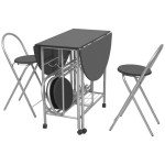 vidaXL Set masă și scaune de bucătărie pliante MDF, negru, 5 piese vidaXL Set masă și scaune de bucătărie pliante MDF, negru, 5 piese