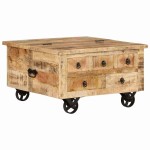vidaXL Masă de cafea din lemn de mango nefinisat, 70 x 70 x 40 cm vidaXL Masă de cafea din lemn de mango nefinisat, 70 x 70 x 40 cm