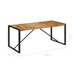 vidaXL Masă de bucătărie, lemn masiv de mango nefinisat, 180 cm