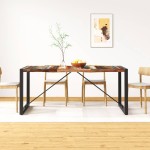 vidaXL Masă de bucătărie, 180 cm, lemn masiv reciclat, vidaXL Masă de bucătărie, 180 cm, lemn masiv reciclat,