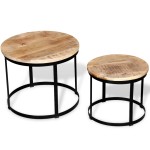 vidaXL Set măsuțe cafea rotunde, lemn mango rugos, 2 buc, 40 cm/50 cm