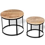vidaXL Set măsuțe cafea rotunde, lemn mango rugos, 2 buc, 40 cm/50 cm