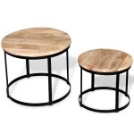 vidaXL Set măsuțe cafea rotunde, lemn mango rugos, 2 buc, 40 cm/50 cm
