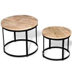 vidaXL Set măsuțe cafea rotunde, lemn mango rugos, 2 buc, 40 cm/50 cm