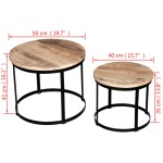 vidaXL Set măsuțe cafea rotunde, lemn mango rugos, 2 buc, 40 cm/50 cm