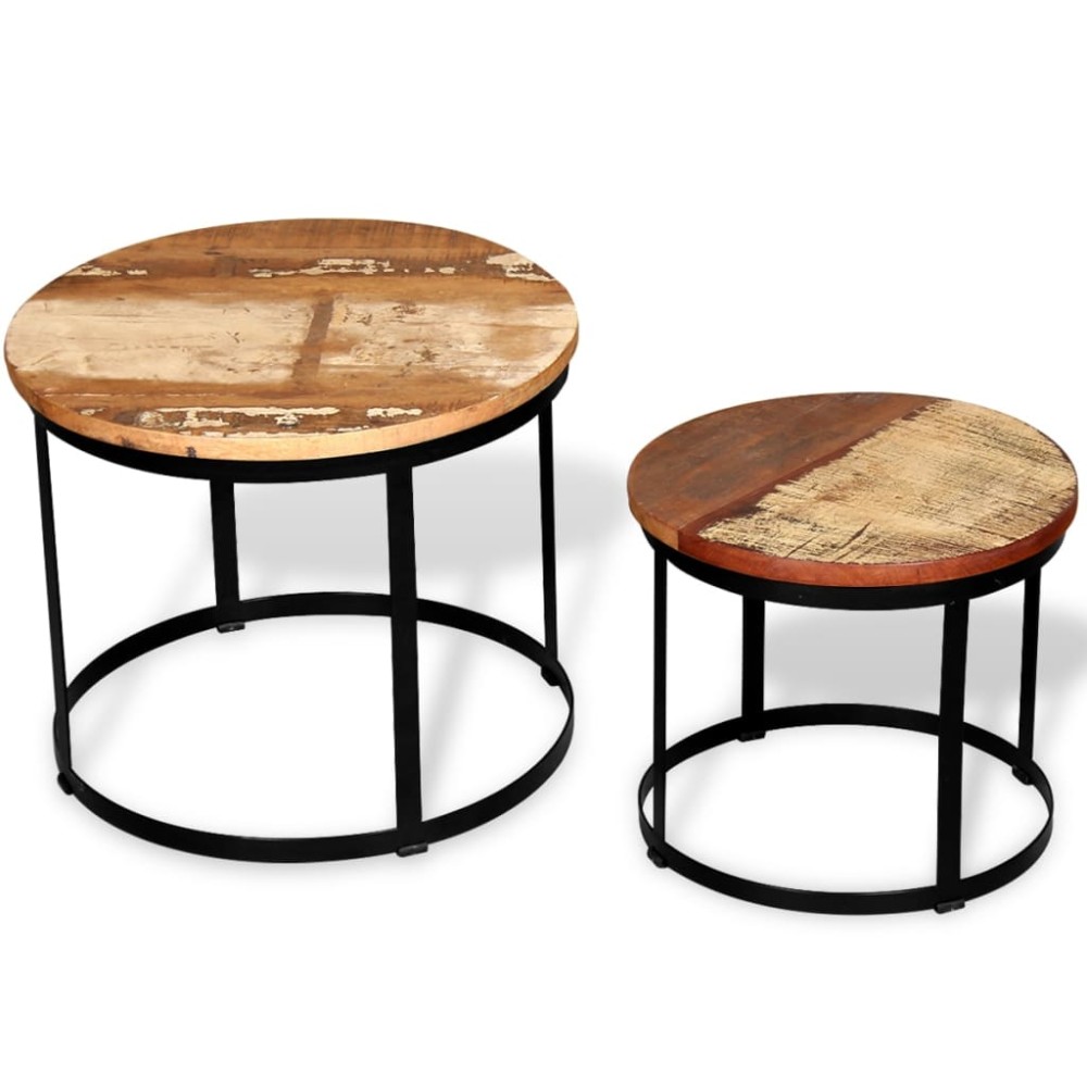 vidaXL Set măsuță cafea 2 piese 40cm/50cm lemn masiv reciclat rotund