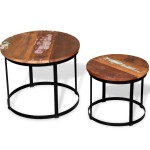 vidaXL Set măsuță cafea 2 piese 40cm/50cm lemn masiv reciclat rotund