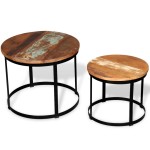 vidaXL Set măsuță cafea 2 piese 40cm/50cm lemn masiv reciclat rotund