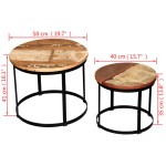 vidaXL Set măsuță cafea 2 piese 40cm/50cm lemn masiv reciclat rotund