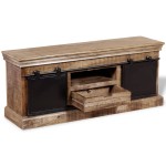 vidaXL Comodă TV cu 2 uși glisante lemn de mango masiv 110x30x45 cm vidaXL Comodă TV cu 2 uși glisante lemn de mango masiv 110x30x45 cm