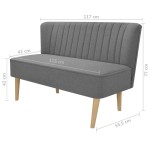 vidaXL Canapea din material textil 117 x 55,5 x 77 cm, gri deschis vidaXL Canapea din material textil 117 x 55,5 x 77 cm, gri deschis