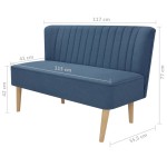 vidaXL Canapea cu material textil, 117 x 55,5 x 77 cm, albastru