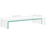 vidaXL Stand TV/Suport monitor sticlă transparentă 90x30x13 cm