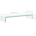 vidaXL Stand TV/Suport monitor, sticlă transparentă, 100x30x13 cm