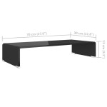 vidaXL Stand TV/Suport monitor, sticlă, 70x30x13 cm, negru