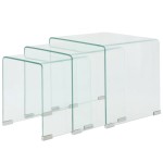 vidaXL Set mese suprapuse, sticlă călită transparentă, trei piese vidaXL Set mese suprapuse, sticlă călită transparentă, trei piese