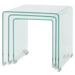 vidaXL Set mese suprapuse, sticlă călită transparentă, trei piese vidaXL Set mese suprapuse, sticlă călită transparentă, trei piese