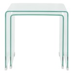 vidaXL Set de masă din sticlă securit transparentă, stivuibil, 2 piese