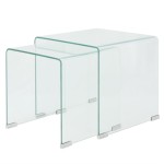 vidaXL Set de masă din sticlă securit transparentă, stivuibil, 2 piese