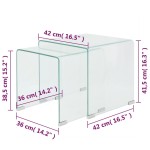vidaXL Set de masă din sticlă securit transparentă, stivuibil, 2 piese