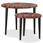 vidaXL Set măsuțe cafea, 2 buc., detalii chindi împletite, multicolor