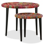 vidaXL Set măsuțe cafea, 2 buc., detalii chindi împletite, multicolor