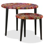 vidaXL Set măsuțe cafea, 2 buc., detalii chindi împletite, multicolor
