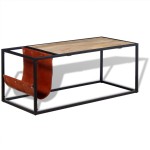 vidaXL Masuță cafea cu suport reviste din piele naturală, 110x50x45 cm vidaXL Masuță cafea cu suport reviste din piele naturală, 110x50x45 cm