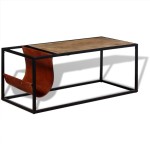 vidaXL Masuță cafea cu suport reviste din piele naturală, 110x50x45 cm vidaXL Masuță cafea cu suport reviste din piele naturală, 110x50x45 cm