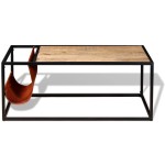 vidaXL Masuță cafea cu suport reviste din piele naturală, 110x50x45 cm vidaXL Masuță cafea cu suport reviste din piele naturală, 110x50x45 cm