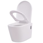 vidaXL Vas toaletă cu montare pe perete, ceramică, alb vidaXL Vas toaletă cu montare pe perete, ceramică, alb