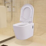 vidaXL Vas toaletă cu montare pe perete, ceramică, alb vidaXL Vas toaletă cu montare pe perete, ceramică, alb