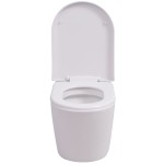 vidaXL Vas toaletă cu montare pe perete, ceramică, alb vidaXL Vas toaletă cu montare pe perete, ceramică, alb