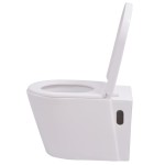 vidaXL Vas toaletă cu montare pe perete, ceramică, alb vidaXL Vas toaletă cu montare pe perete, ceramică, alb