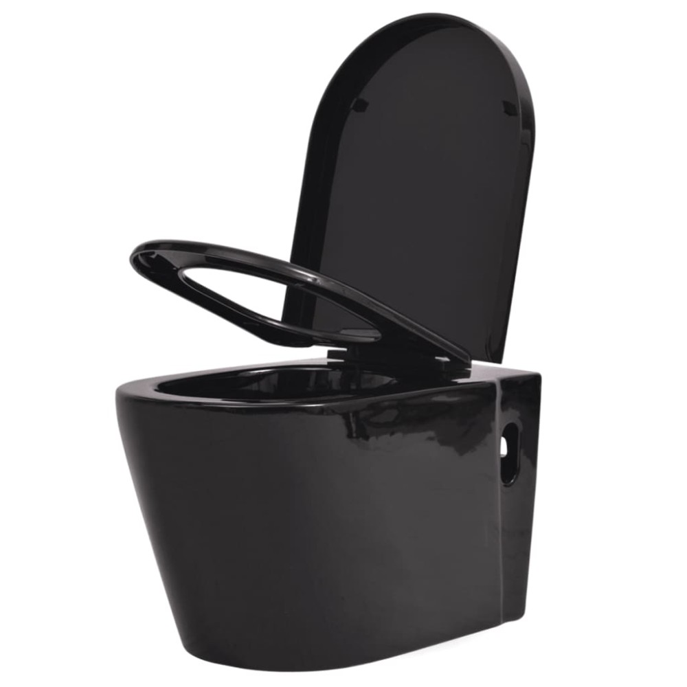 vidaXL Vas toaletă cu montare pe perete, ceramică, negru