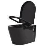 vidaXL Vas toaletă cu montare pe perete, ceramică, negru
