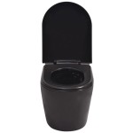 vidaXL Vas toaletă cu montare pe perete, ceramică, negru