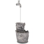 vidaXL Decor cu apă curgătoare, robinet și găleți, polirășină vidaXL Decor cu apă curgătoare, robinet și găleți, polirășină