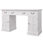vidaXL Birou dublu cu piedestal, 140 x 48 x 80 cm, alb