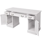 vidaXL Birou dublu cu piedestal, 140 x 48 x 80 cm, alb