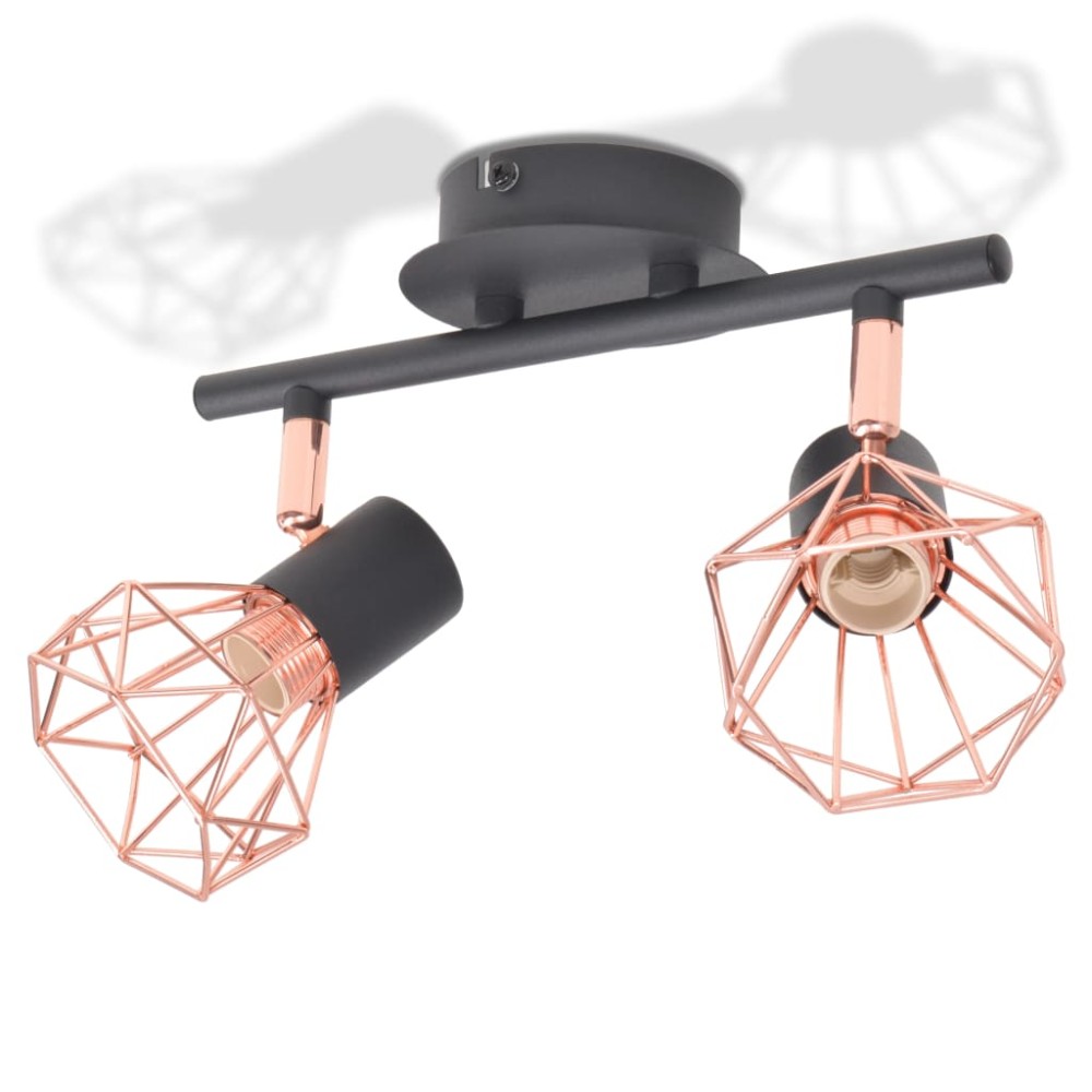 vidaXL Lampă de plafon cu 2 spoturi E14, negru și bronz