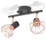 vidaXL Lampă de plafon cu 2 spoturi E14, negru și bronz vidaXL Lampă de plafon cu 2 spoturi E14, negru și bronz