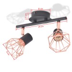 vidaXL Lampă de plafon cu 2 spoturi E14, negru și bronz vidaXL Lampă de plafon cu 2 spoturi E14, negru și bronz