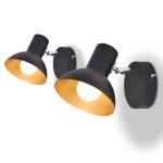 vidaXL Lămpi de perete 2 buc. Becuri E27, Negru și auriu vidaXL Lămpi de perete 2 buc. Becuri E27, Negru și auriu