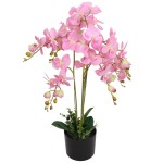 vidaXL Plantă artificială orhidee cu ghiveci, 75 cm, roz vidaXL Plantă artificială orhidee cu ghiveci, 75 cm, roz