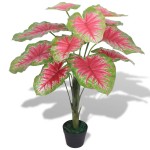 vidaXL Plantă artificială Caladium cu ghiveci, 85 cm, verde și roșu vidaXL Plantă artificială Caladium cu ghiveci, 85 cm, verde și roșu