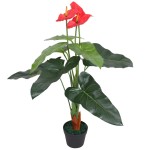 vidaXL Plantă artificială Anthurium cu ghiveci, 90 cm, roșu și galben vidaXL Plantă artificială Anthurium cu ghiveci, 90 cm, roșu și galben