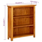 vidaXL Bibliotecă cu 3 rafturi, 70 x 22,5 x 82 cm, lemn masiv stejar vidaXL Bibliotecă cu 3 rafturi, 70 x 22,5 x 82 cm, lemn masiv stejar