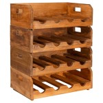 vidaXL Suport de vinuri pentru 16 sticle, 4 buc., lemn masiv mahon