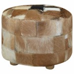 vidaXL Taburet din piele naturală, rotund, 50 x 50 x 45 cm vidaXL Taburet din piele naturală, rotund, 50 x 50 x 45 cm